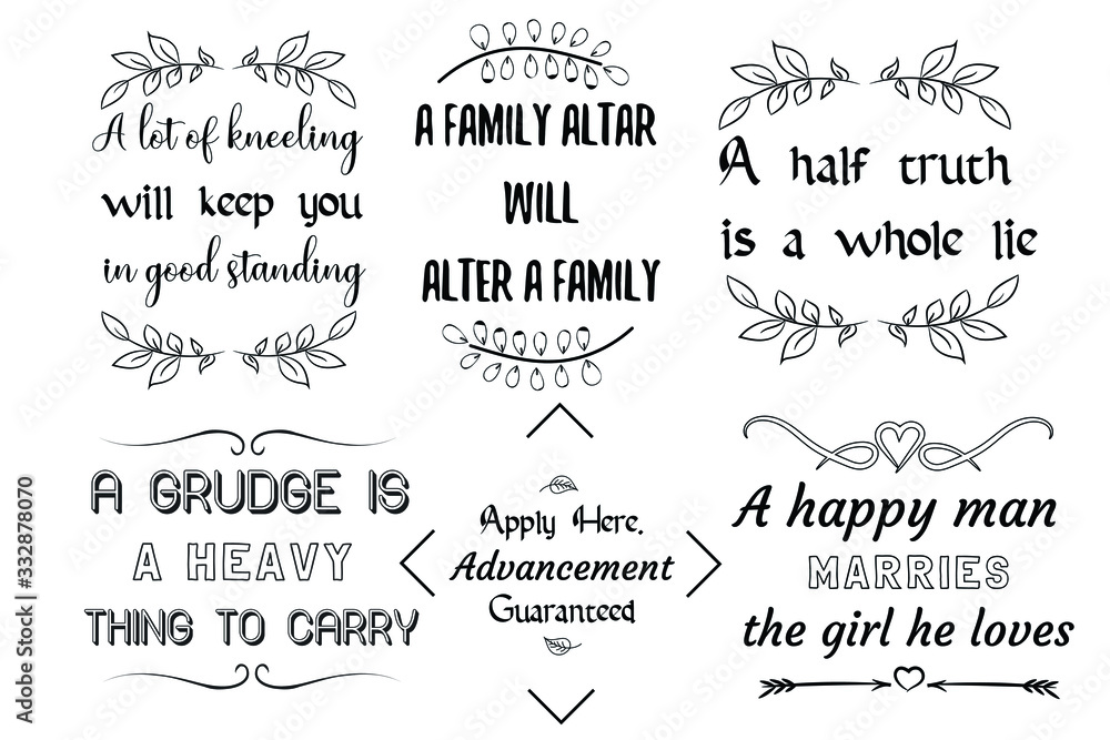 Set of six Christian quotes. Vector illustration Set of six Christian quotes. Vector illustration