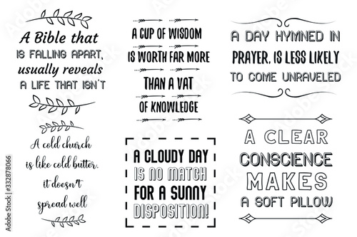 Set of six Christian quotes. Vector illustration