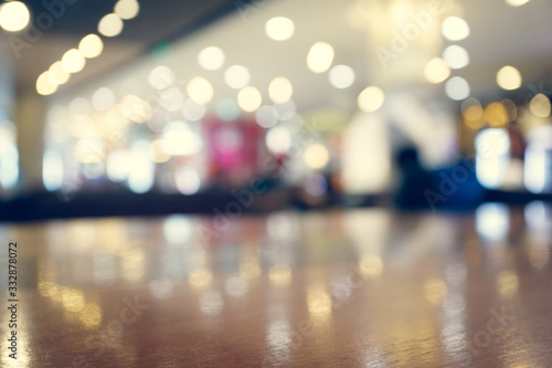 Wallpaper Mural wooden table empty of display in cafe with luxury light decoration Torontodigital.ca