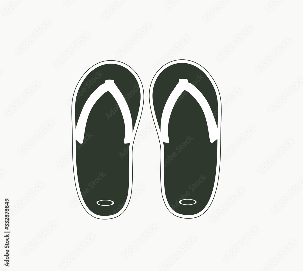 Monochrome black and white, beach slippers, slates. Summer rubber shoes, isolated vector. Monochrome black and white, beach slippers, slates. Summer rubber shoes, isolated vector.
