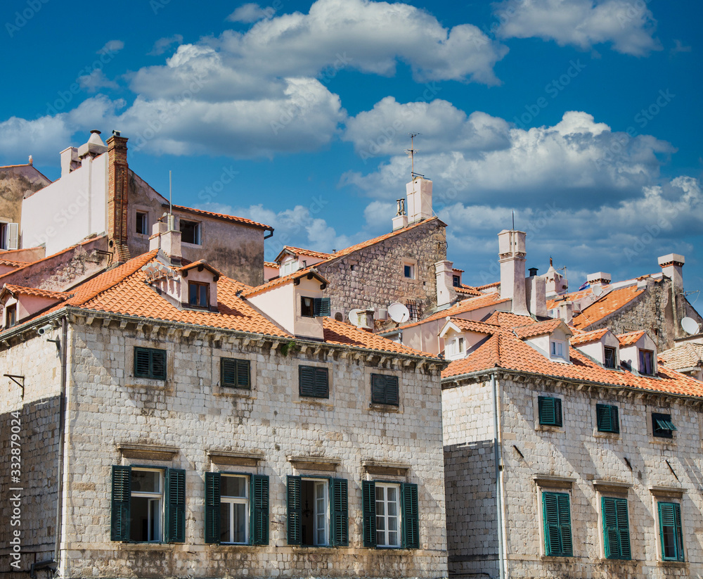 Old Stone buildings in the walled city of Dubrovnik, Croatia