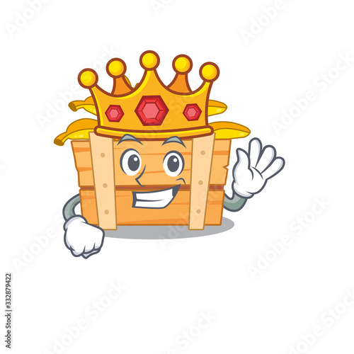 The Royal King of banana fruit box cartoon character design with crown