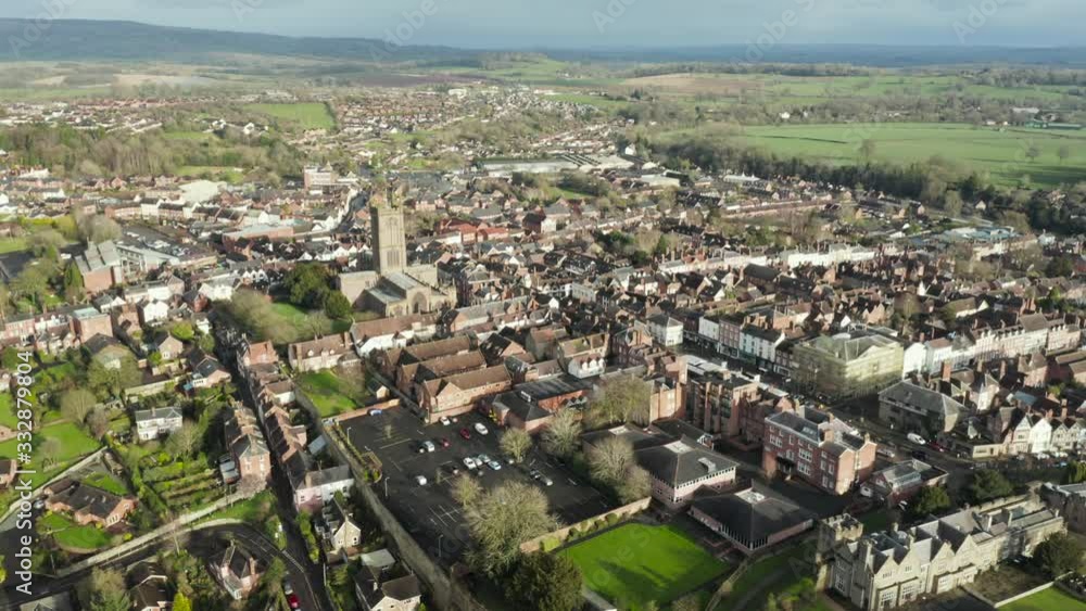 Aerial View over Ludlow Town in Shropshire Aerial View over Ludlow Town in Shropshire