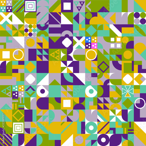 Decorative ornament of geometric shapes. Colorful geometric pattern background