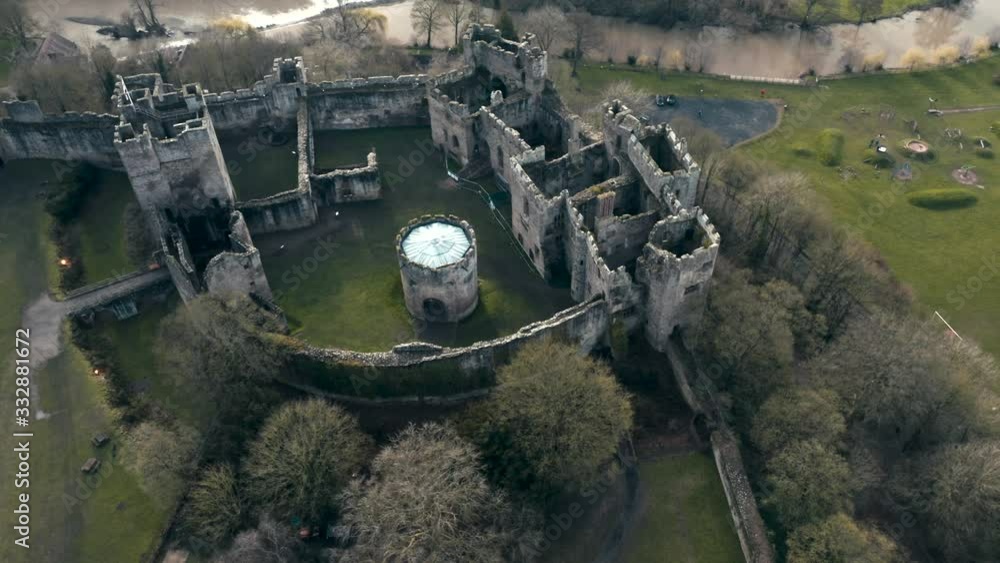 Drone View over Ludlow Castle in Shropshire Drone View over Ludlow Castle in Shropshire