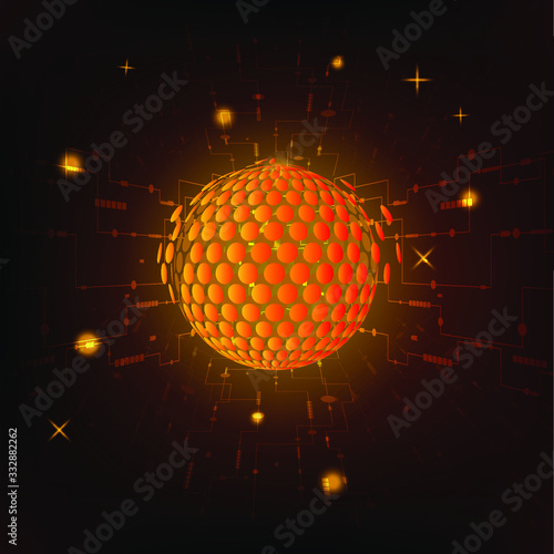 illustration Vector image Orange light sun Black background