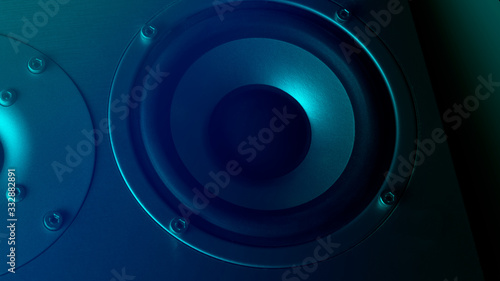 Multimedia acoustic sound speaker system. Music close up