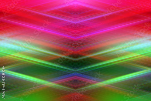 Bright intercrossing arrow shaped rays of light forming complex geometrical structures abstract texture background.