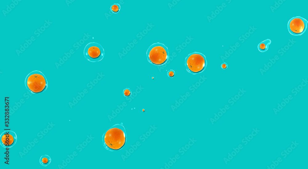 creativity of food with slice orange fruit pattern with scattered water droplets for orange fruit design summer concept on blue background. soft focus creativity of food with slice orange fruit pattern with scattered water droplets for orange fruit design summer concept on blue background. soft focus