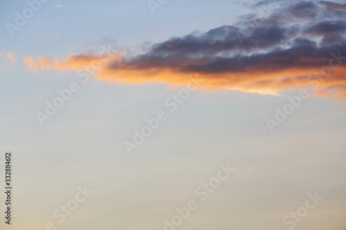 single cloud on twilight dusk sky background