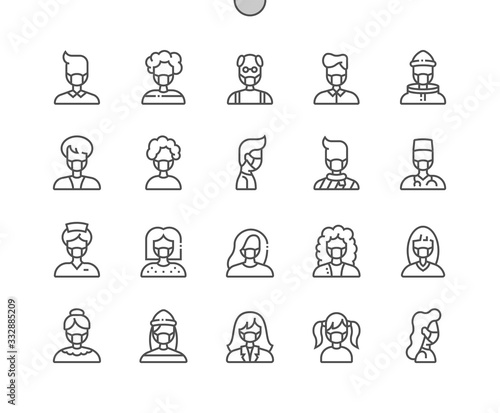People with medical mask Well-crafted Pixel Perfect Vector Thin Line Icons 30 2x Grid for Web Graphics and Apps. Simple Minimal Pictogram