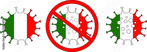 Novel coronavirus (2019-nCoV, COVID-19). Concept of coronavirus quarantine. 2020. No Infection   Bacteria Coronavirus  Dangerous Coronavirus Cell in Italy Isolated Vector Icon.