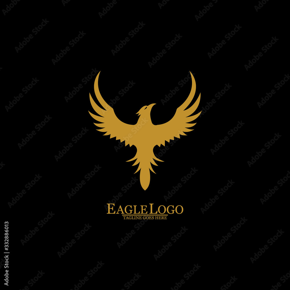 Golden Eagle with Black Background, Vector, Illustration Golden Eagle with Black Background, Vector, Illustration