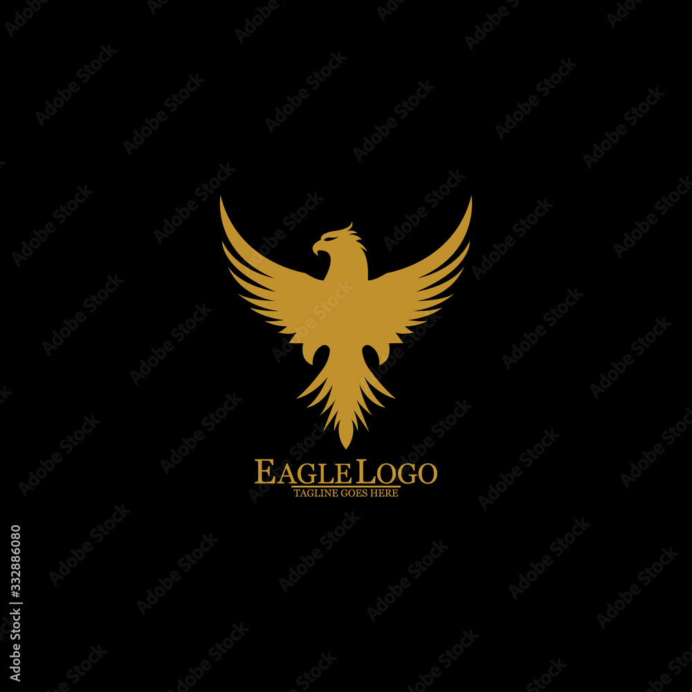 Fototapeta premium Golden Eagle with Black Background, Vector, Illustration