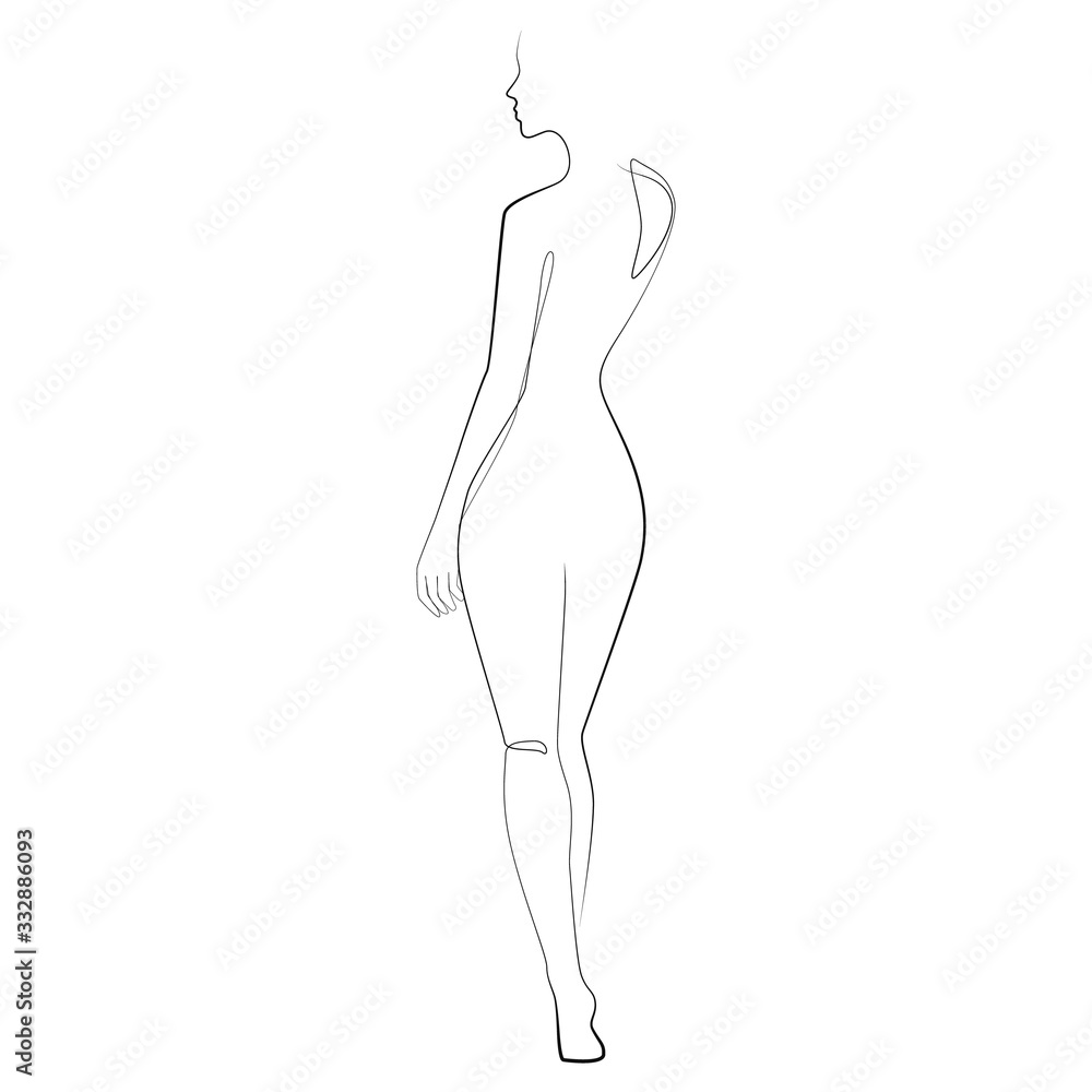 Fototapeta premium Woman’s body one line drawing on white isolated background. Vector illustration