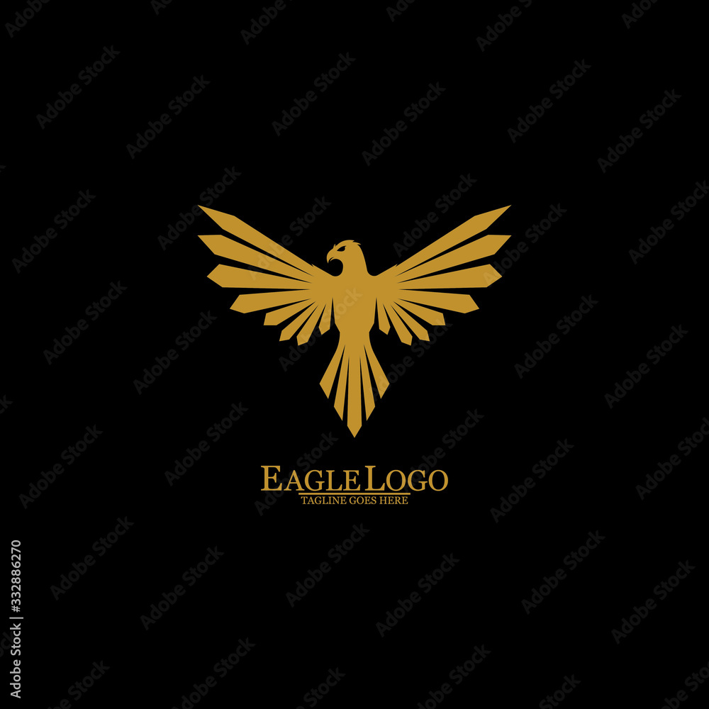 Obraz premium Golden Eagle with Black Background, Vector, Illustration
