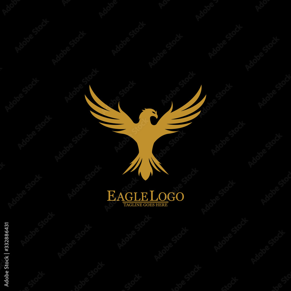 Obraz premium Golden Eagle with Black Background, Vector, Illustration