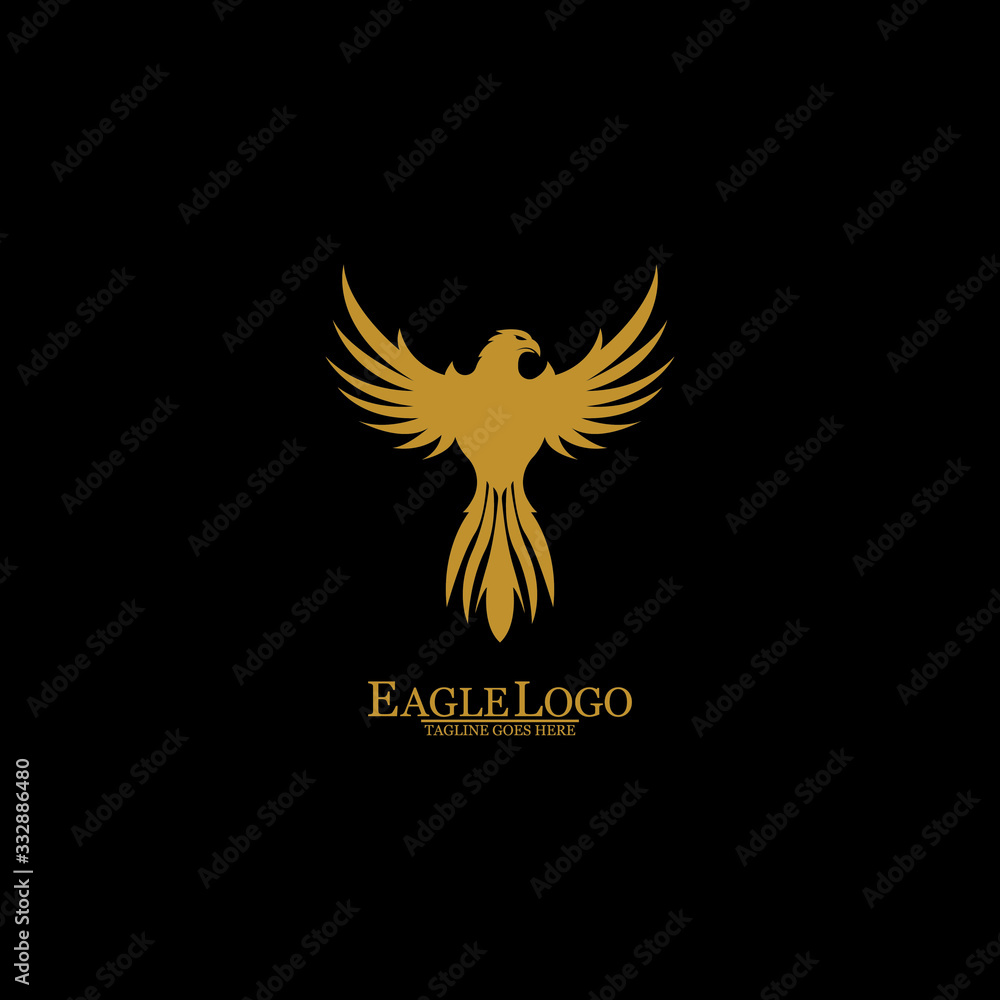 Fototapeta premium Golden Eagle with Black Background, Vector, Illustration