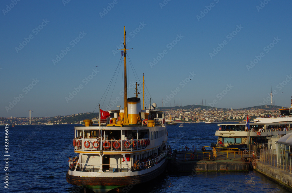 Istanbul - Turkey: A boat leaving for the Bosphorus cruise