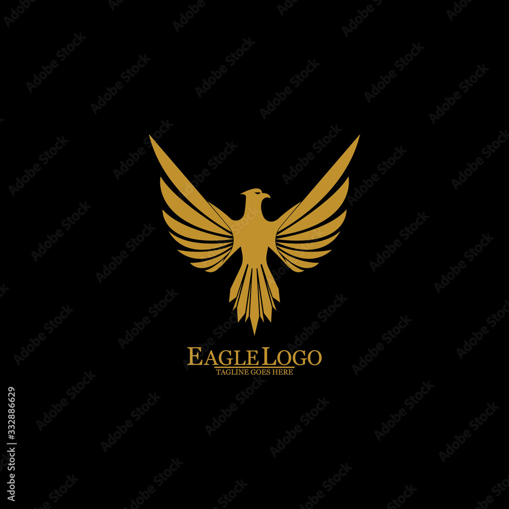 Obraz premium Golden Eagle with Black Background, Vector, Illustration