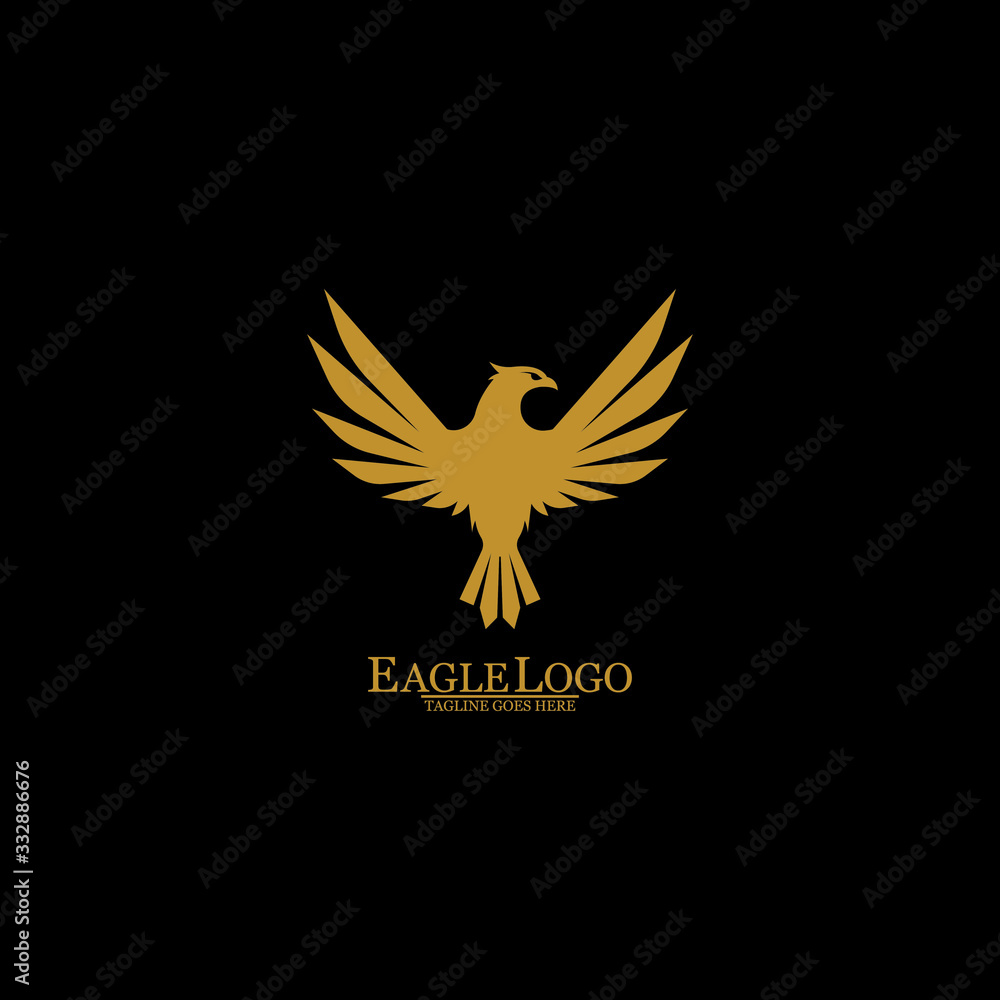 Obraz premium Golden Eagle with Black Background, Vector, Illustration