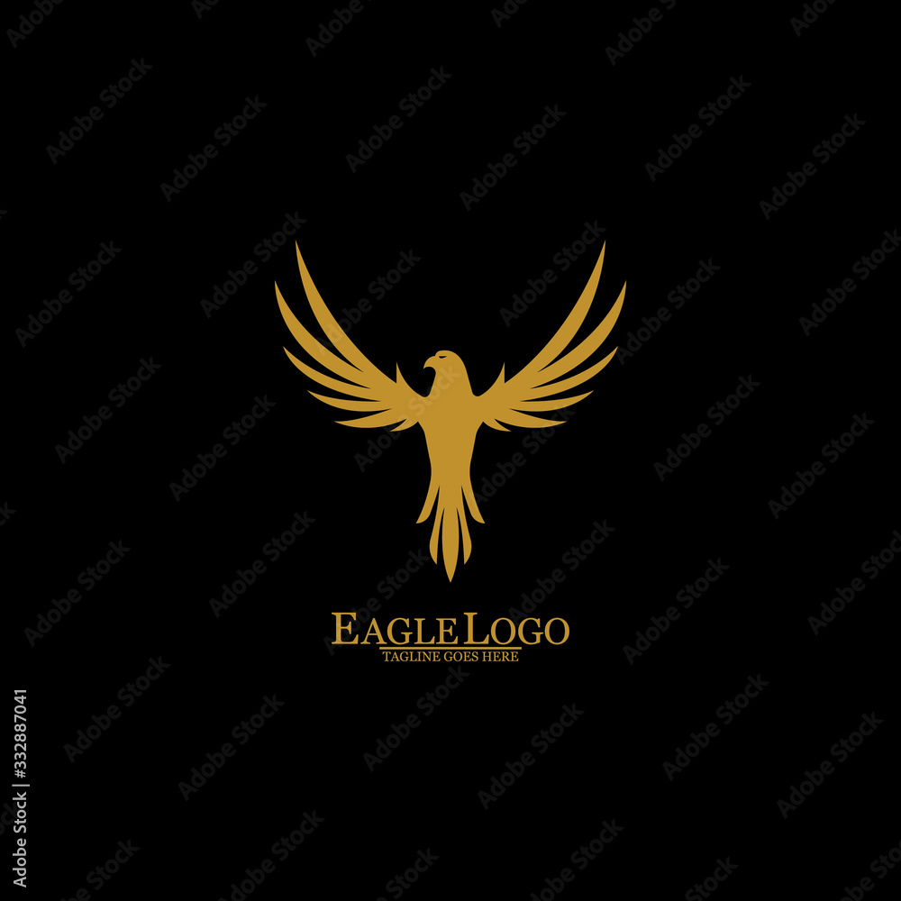 Obraz premium Golden Eagle with Black Background, Vector, Illustration