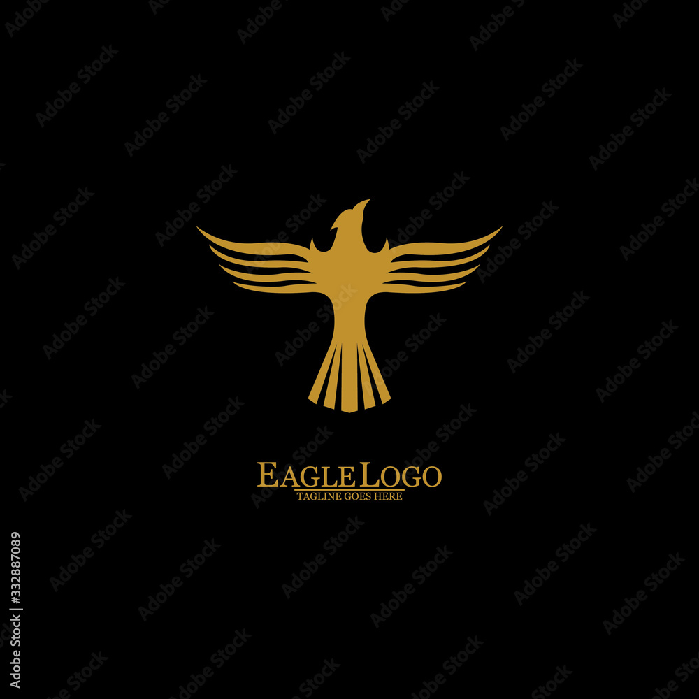 Obraz premium Golden Eagle with Black Background, Vector, Illustration