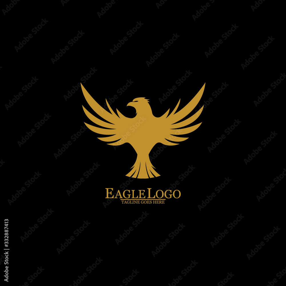Obraz premium Golden Eagle with Black Background, Vector, Illustration
