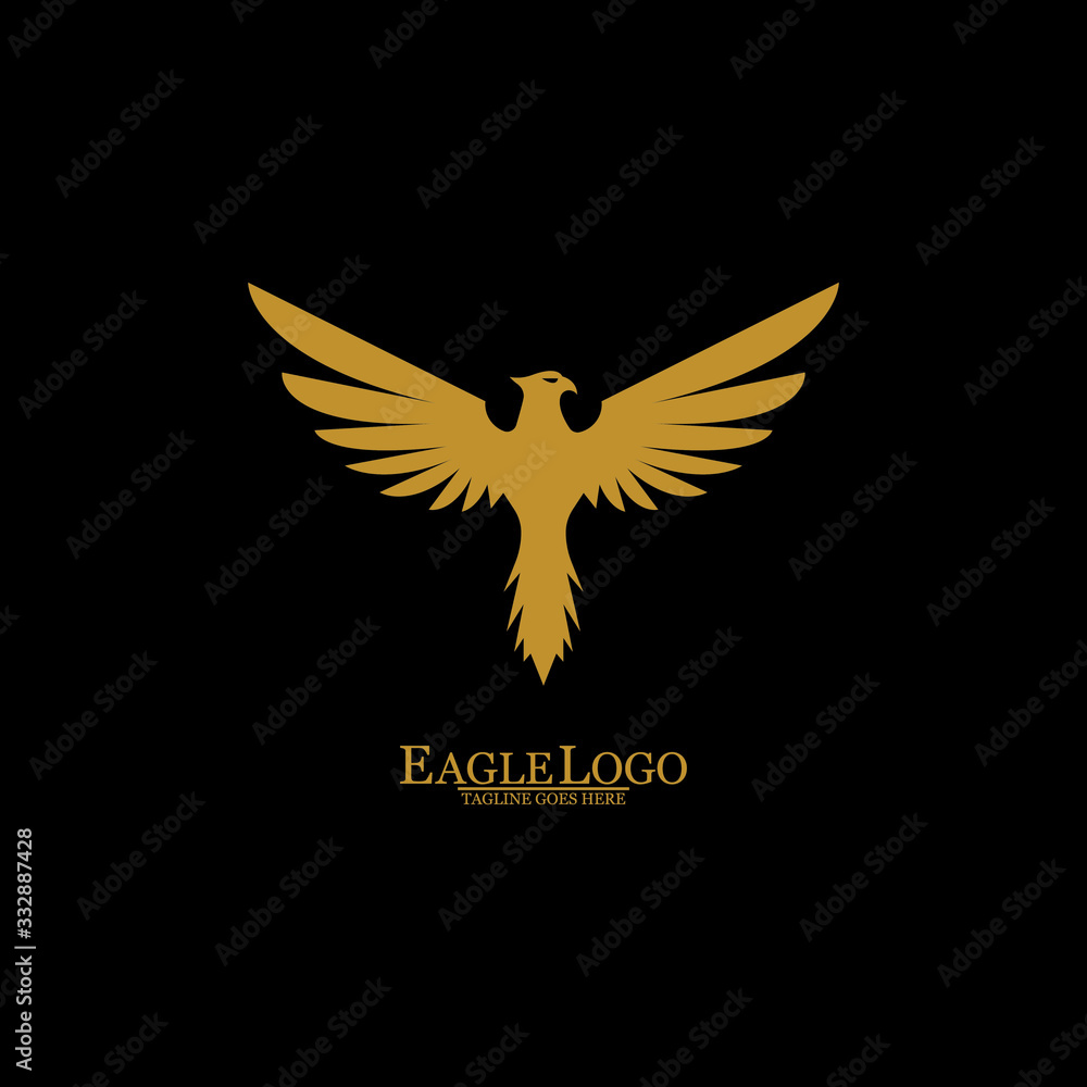 Obraz premium Golden Eagle with Black Background, Vector, Illustration