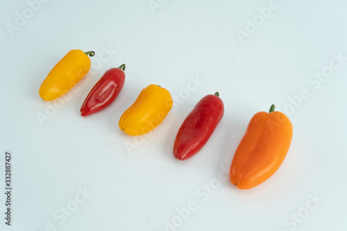 colorful paprika on white background