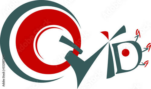 Covid-19 Coronavirus vector illustration design logo. Dangerous global spread  pandemic virus. Microbiology and virology concept. SARS. 