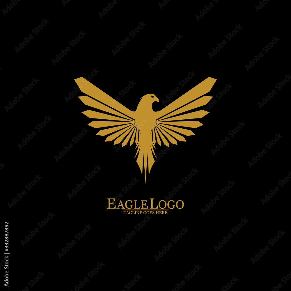 Obraz premium Golden Eagle with Black Background, Vector, Illustration