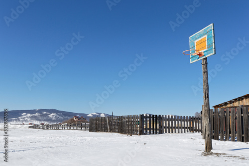 KHATGAL, MONGOLIA, February 27, 2020 : Khatgal in winter. The small town is known as one of the coldest cities in Mongolia but it owes its recent development to tourism.