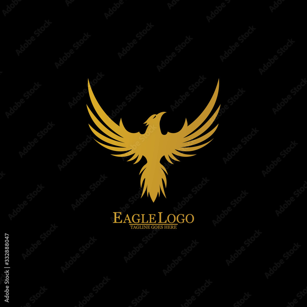 Obraz premium Golden Eagle with Black Background, Vector, Illustration