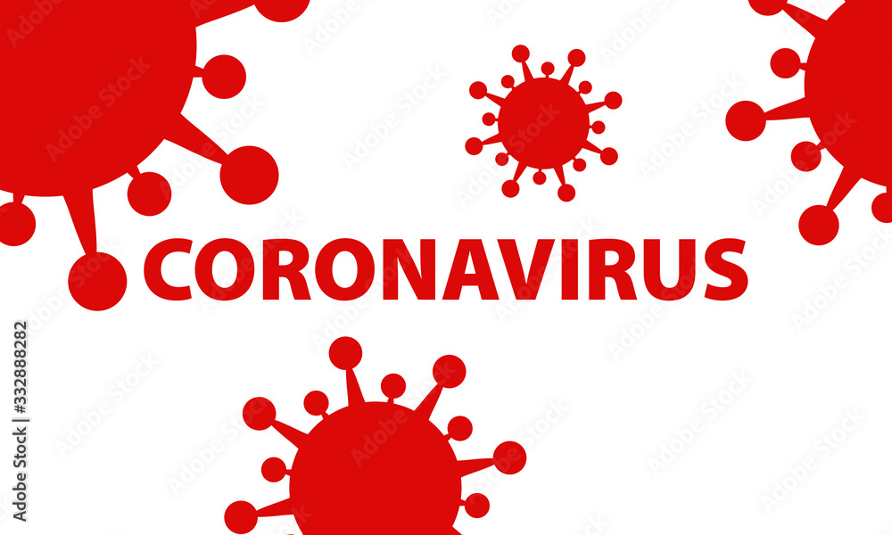 coronavirus - virus symbol with inscription (red and white vector graphic design)	