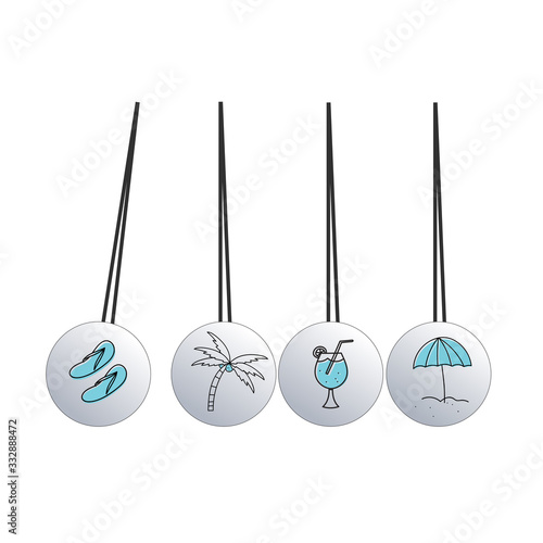 Pendulum Icon, Newton's Cradle. Rest consept Stock vector illustration isolated on white background.