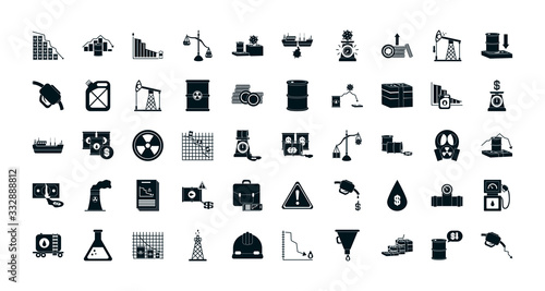 the oil crash concept of icon sett, silhouette design