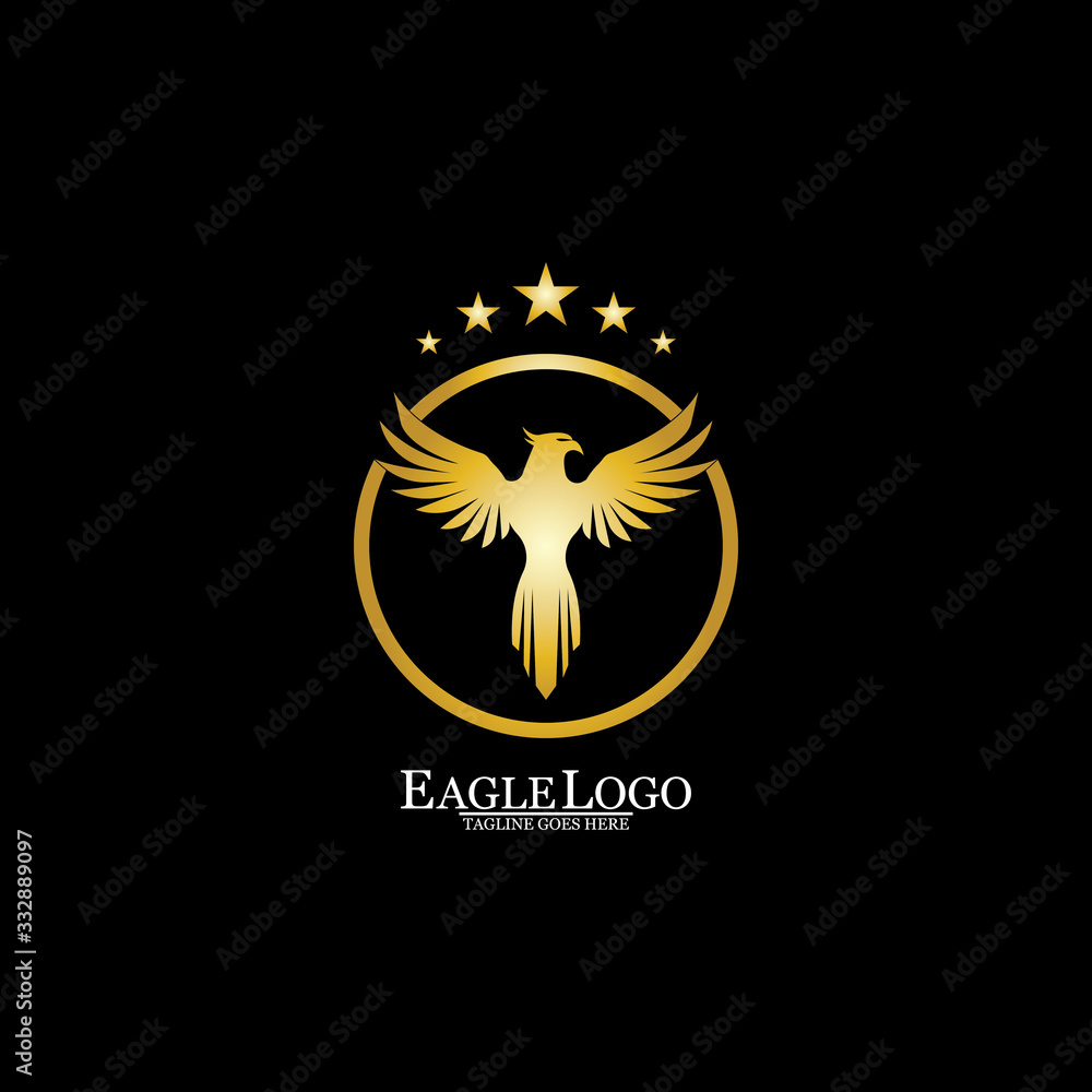 Fototapeta premium golden eagle with circle logo design