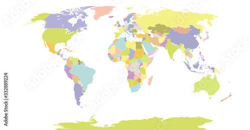 Fototapeta Naklejka Na Ścianę i Meble -  Political detail world map with separated country. Vector