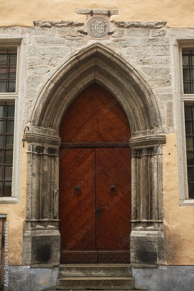 Fototapeta premium Tallinn, Estonia December 7, 2019 Unique door in the old town of the city