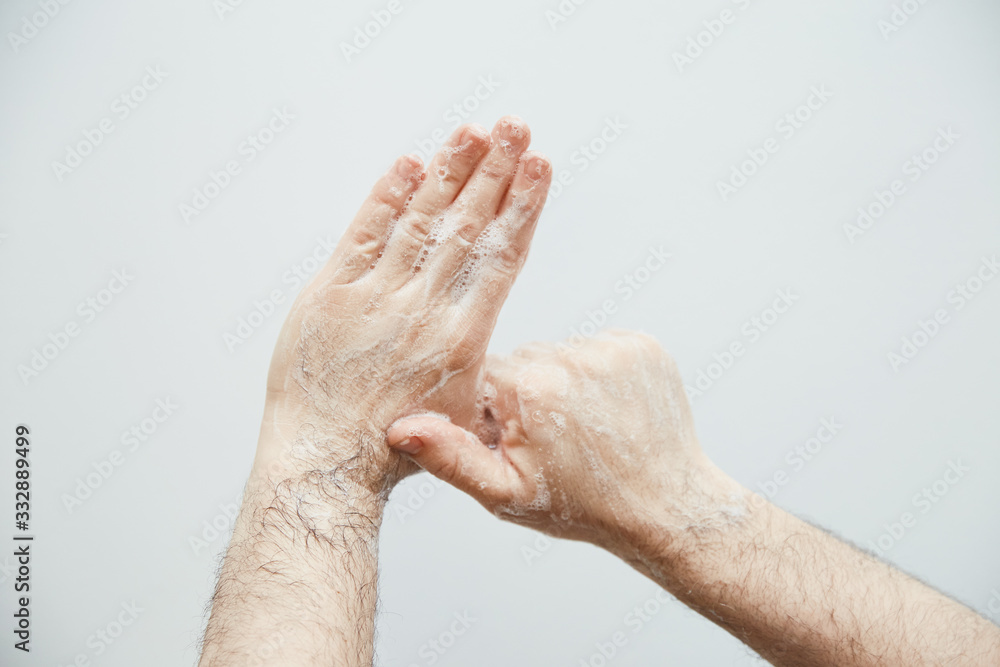 Fototapeta premium Washing hands with soap