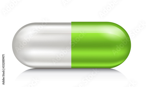 White green pill. Vector illustration