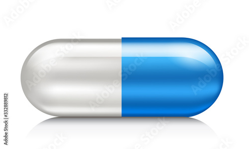 White blue pill. Vector illustration