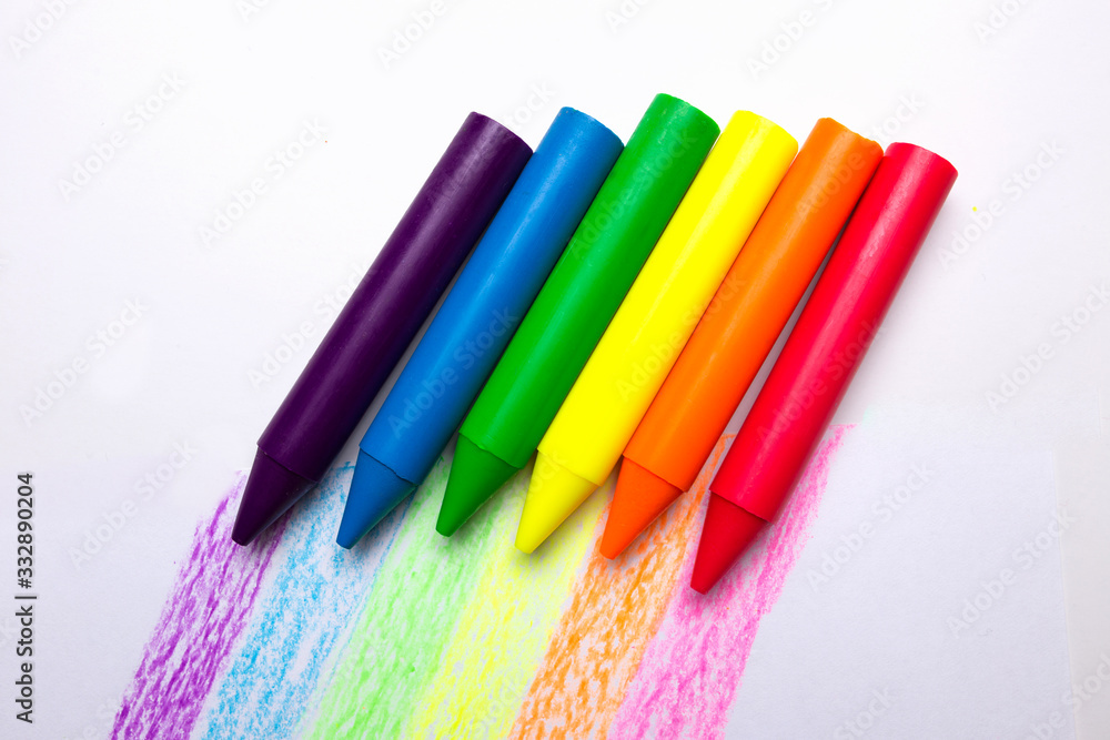 Rainbow from pencils on a white background. Symbol of same-sex relationships. LGBT Rainbow from pencils on a white background. Symbol of same-sex relationships. LGBT