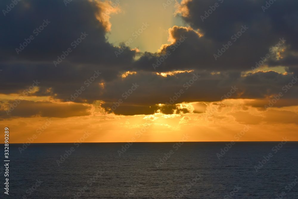 scenic view on the ocean at sunset