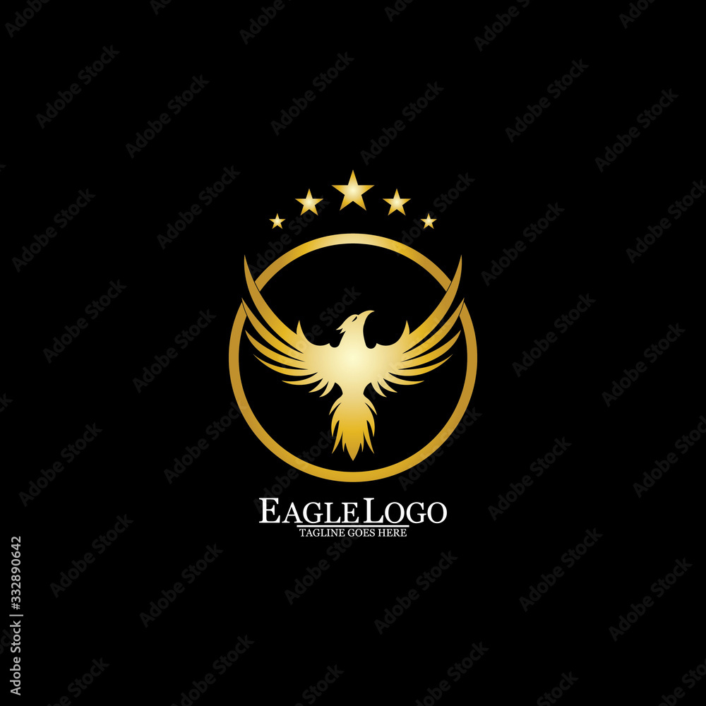 Fototapeta premium golden eagle with circle logo design