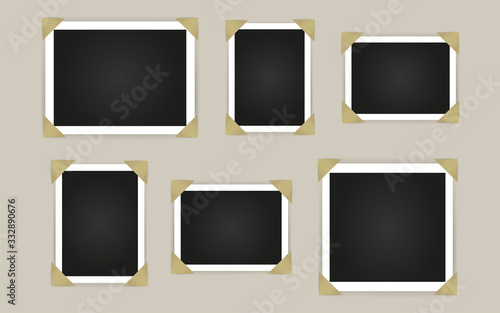 Empty photo frames isolated on white background. Vector illustration.