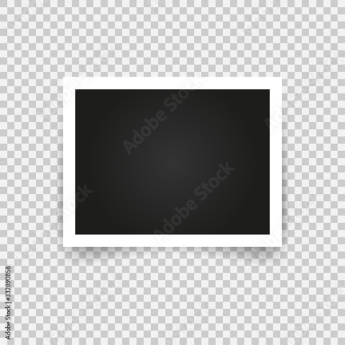 Blank photo frame with adhesive tape, empty space for your photograph. Vector illustration.