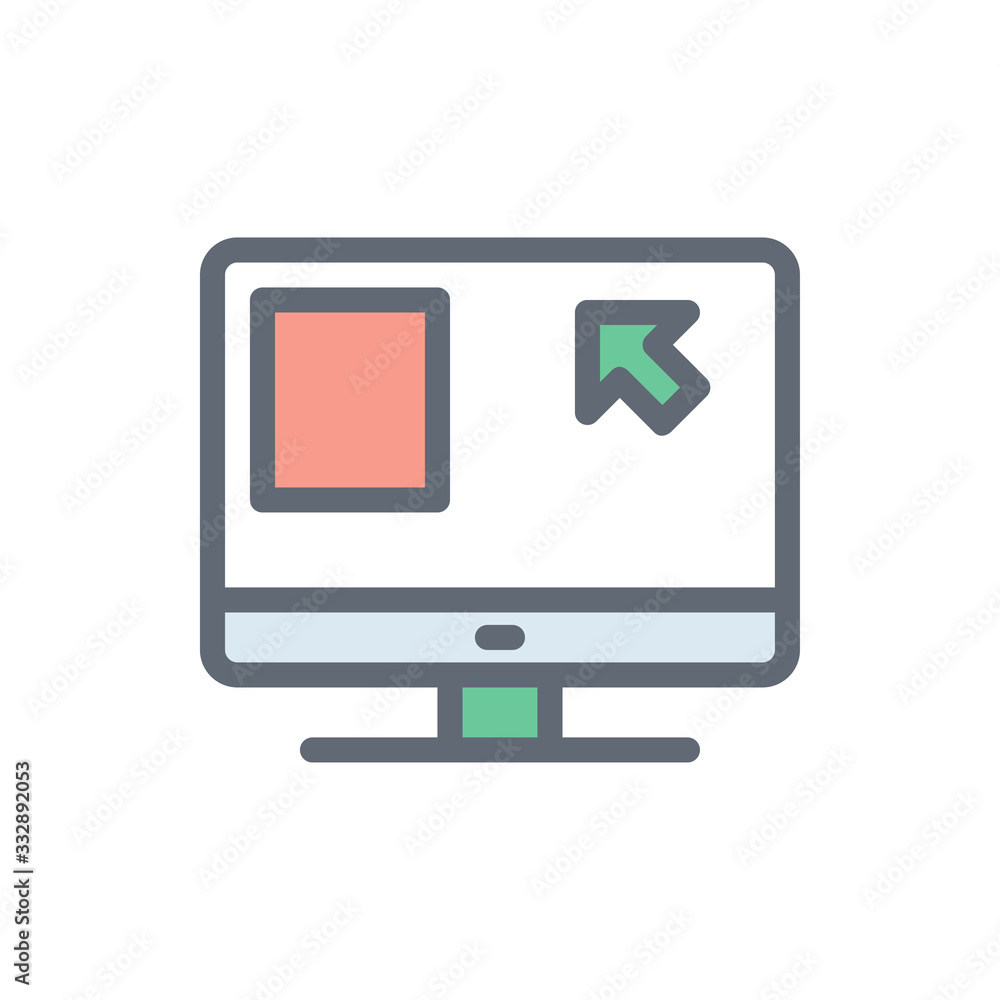 Monitor Vector Colour with Line Icon Illustration. Monitor Vector Colour with Line Icon Illustration.