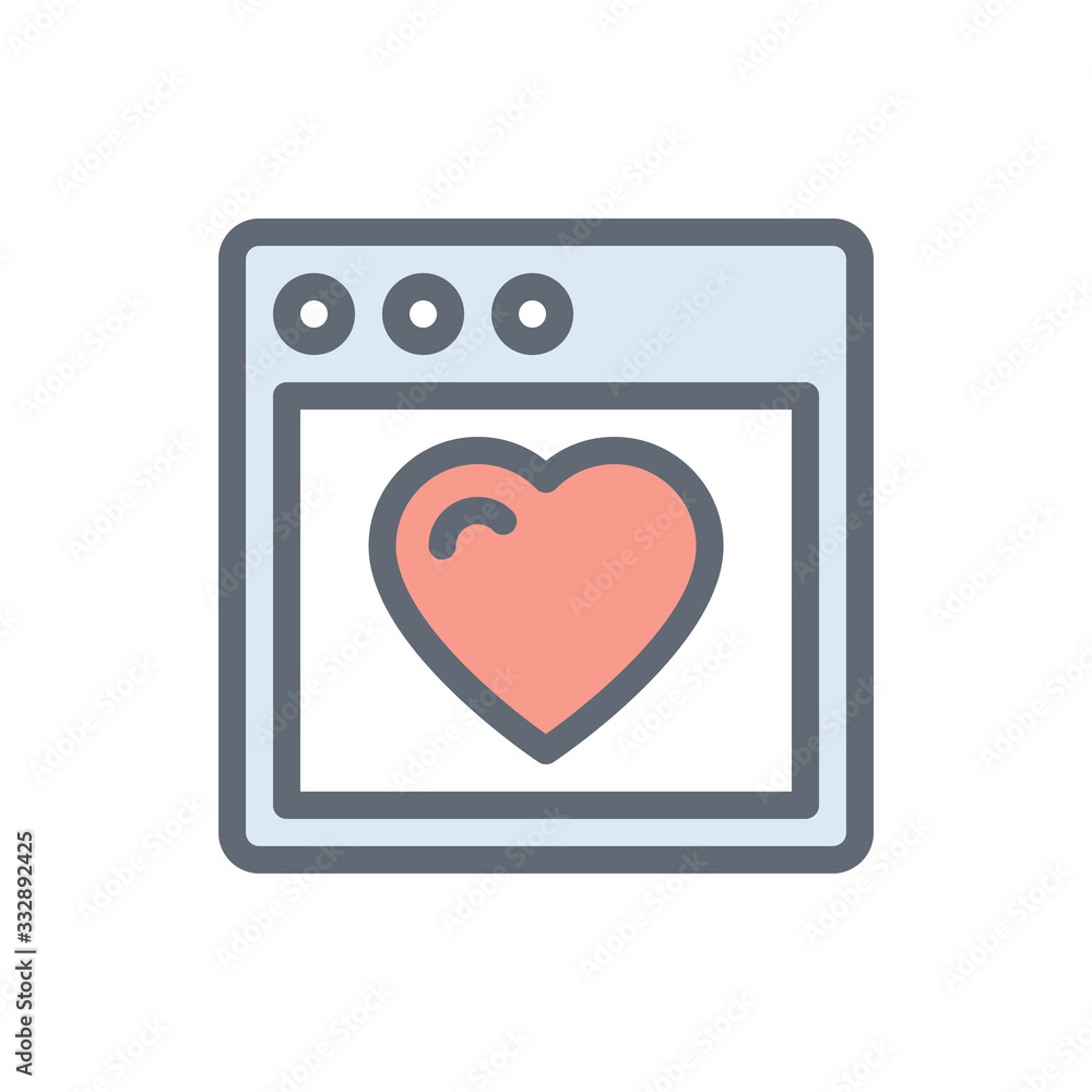 Heart Vector Colour with Line Icon Illustration. Heart Vector Colour with Line Icon Illustration.